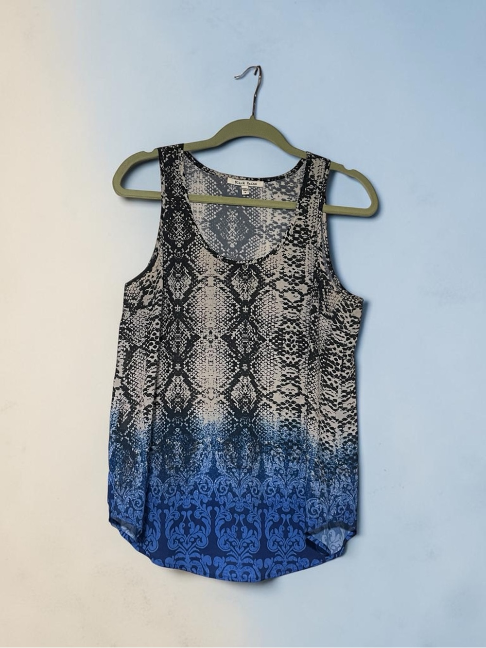 Black Rainn Snake-Print Ombre Tank Top - Black & Blue